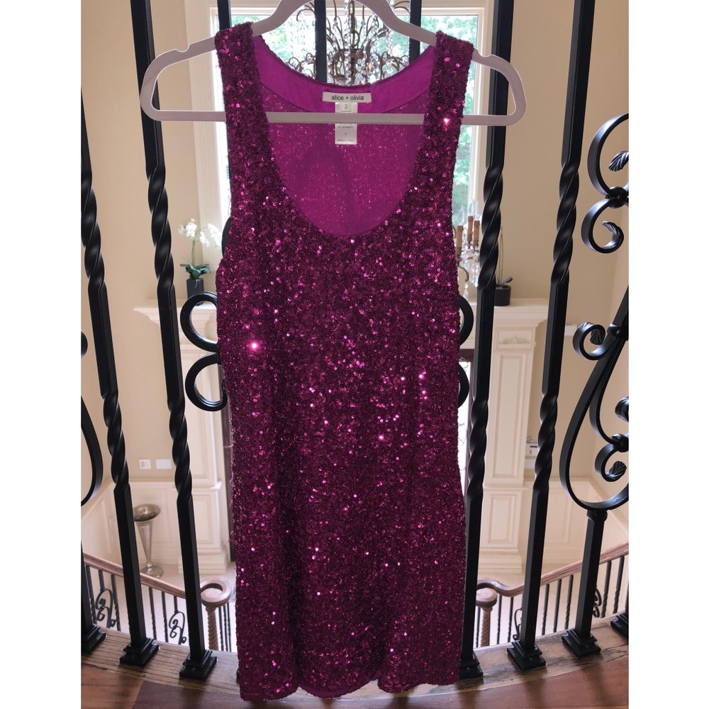 Alice + Olivia Pink Sequence Dress (Size Small)